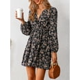 thumbnail image 6 of Cupshe Women's Floral Mini Fall Dress Ditsy Surplice V Neck Long Peasant Sleeve Elastic Waist Casual Spring Dresses, Size XS-XL, 6 of 6