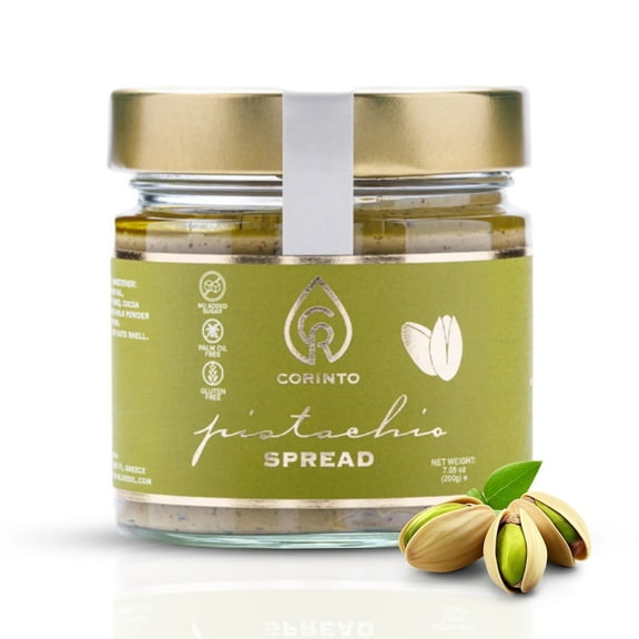 CORINTO Pistachio Cream Spread, 7.05oz – 30% Greek Pistachios, Vegan, Gluten-Free, Palm Oil-Free, Nutty Dessert Paste for Dubai Chocolate Bars & Pastries