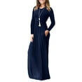 thumbnail image 3 of HAOMEILI Women Long Sleeve Loose Plain Maxi Dresses Casual Long Dresses with Pockets, 3 of 7