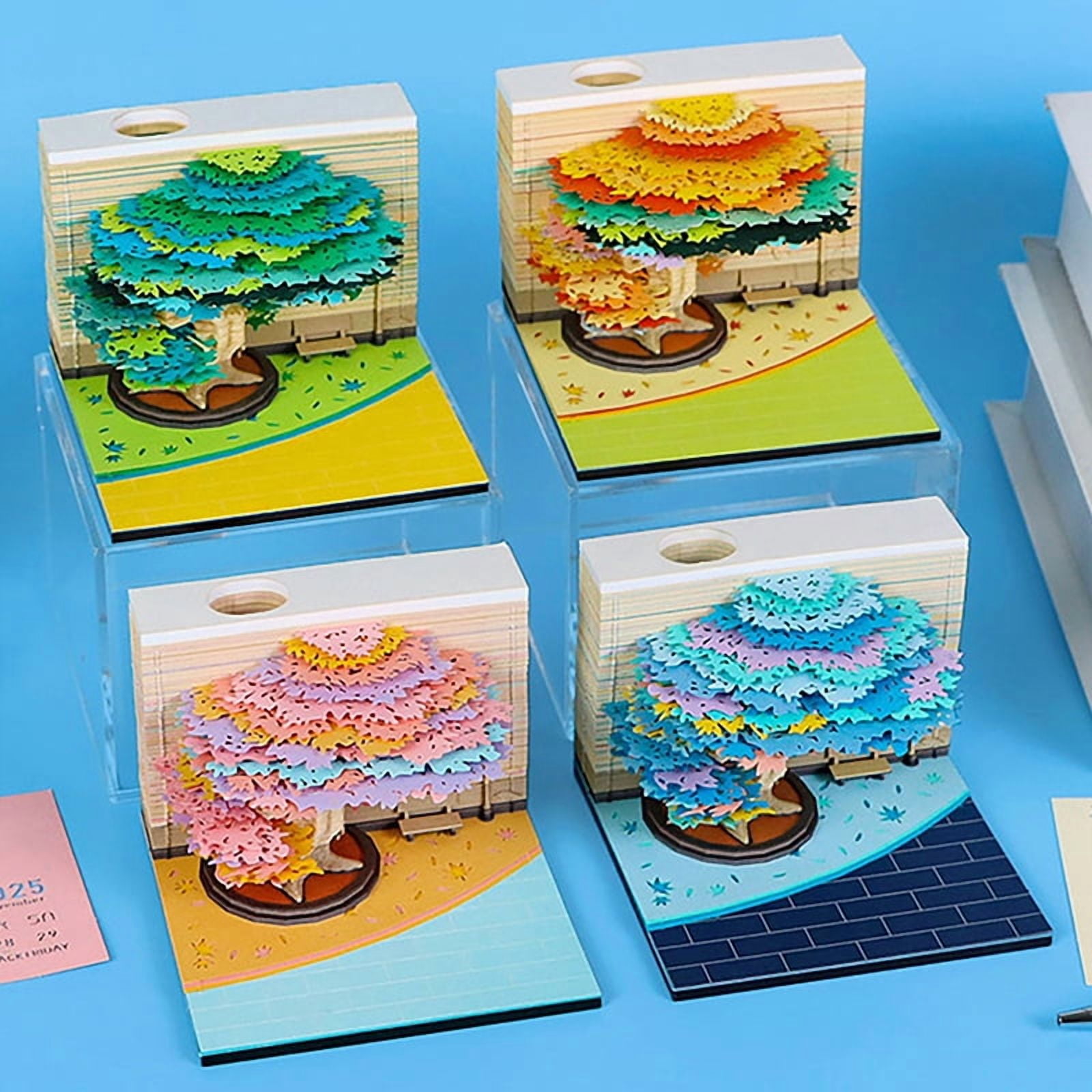 Time Piece Calendar 2026 Desk Calendar With LED Light 3D Tear-away Calendar Paper Carving Art Pad Notepad Gift Christmas