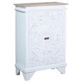 thumbnail image 1 of Armoire d'Appoint Sculptée en Bois Massif de Style Cottage, Blanc Vieilli/brun Bois Flotté, 1 of 8