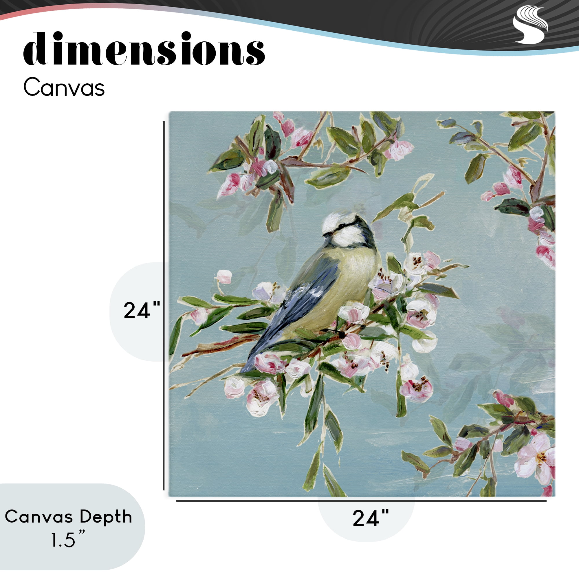 Stupell Industries Songbird Perched on Blooms Canvas Wall Art, design by Sally Swatland