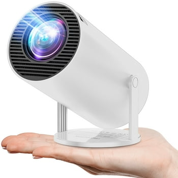 Projector 4K 1080P Support, Mini Projector Smart for Movie Projection Compatible with Phone- White