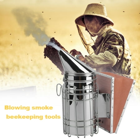 Practical Bee Hive Smoker Stainless Steel with Heat Shield Calming Beekeeping