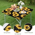 thumbnail image 4 of Black Sunflower Pattern Square Fitted Tablecloth with Elastic Edge,Square Table Cover,Washable Elastic Table Cover for Home Kitchen Party Decor 36"x36", 4 of 6