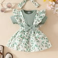 thumbnail image 2 of FUZHIQ Girls Bodysuits Short/Long Sleeve Solid Color Ruffle Romper Jumpsuit Summer/Fall Clothes Onsies,Z11-Green,3-6 Months, 2 of 5