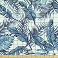 thumbnail image 2 of Ambesonne Botany Fabric by the Yard Upholstery, Repeated Exotic Palm Leaves, 1 Yard, White Blue Dark Fuchsia, 2 of 5