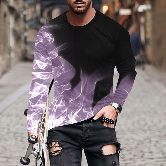 Amzcrzy - Sudadera Para Hombre, Diseño De Halloween, Informal, De Manga Larga Y Cuello Redondo, Color Morado, Xl