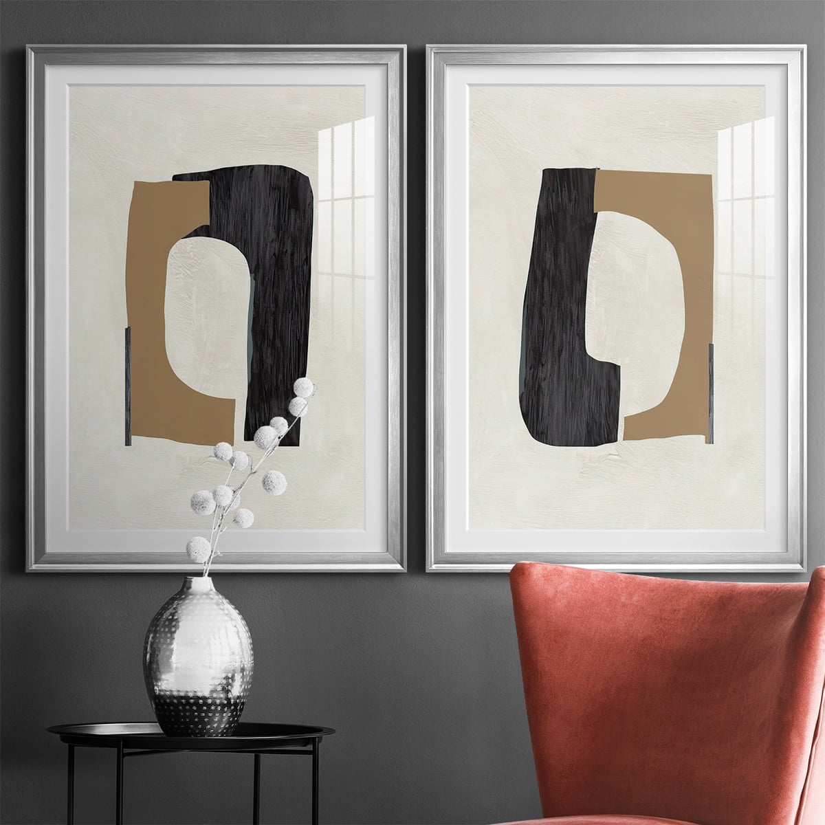 Wexford Home Cardboard Cutouts I Premium Framed Print, 22.5" x 30.5" - Ready to Hang, Silver (Set of 2)