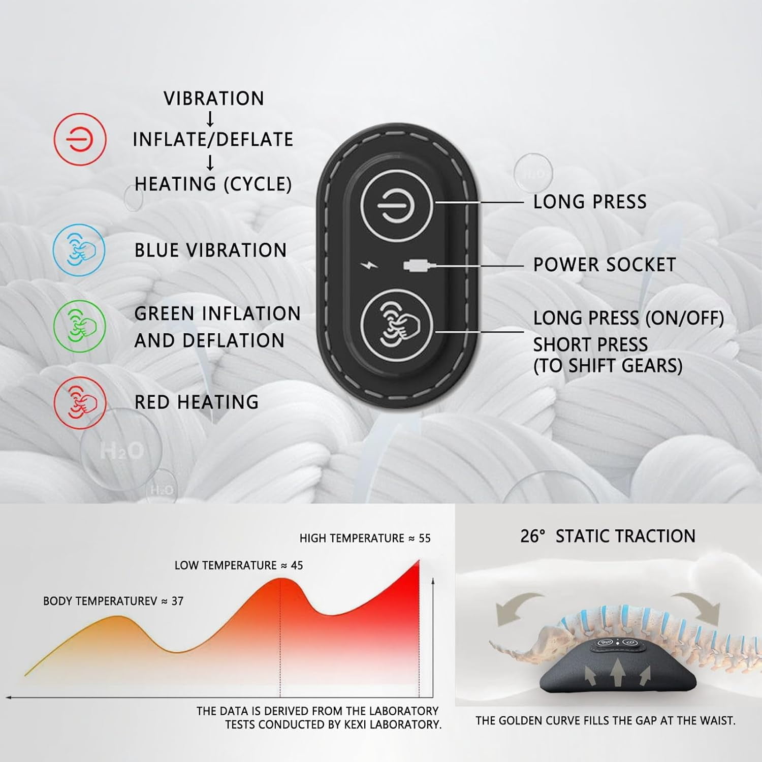 Triple Fusion Back Massager with Heat, Neck Shoulder Back Massager with Heat, Deep Tissue Neck Shoulder for Pain Relief, Vibration & Traction Therapy (Light Gray)