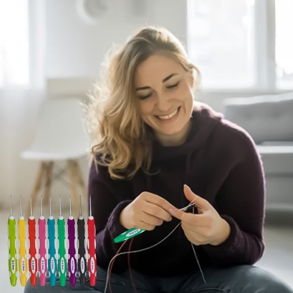 Ikoopy 18 Sizes Crochet Hook Set Ergonomic Crochet Kit 0.8mm-6mm Crochet Needles Portable Knitting Hook Needles Crochet Hook Crochet Accessories with Stitch Markers for Arthritic Hands Beginners