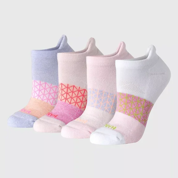 Hanes Women's Absolute Active 4pk Heel Tab No Show Socks, Size: 5-9, Color: White/Purple/Pink