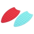 thumbnail image 1 of Paquete de 2 alfombrillas de silicona resistentes al calor de colores variados, almohadilla de descanso para plancha de vapor compacta, evitando arañazos en la superficie de la plancha, 1 of 5