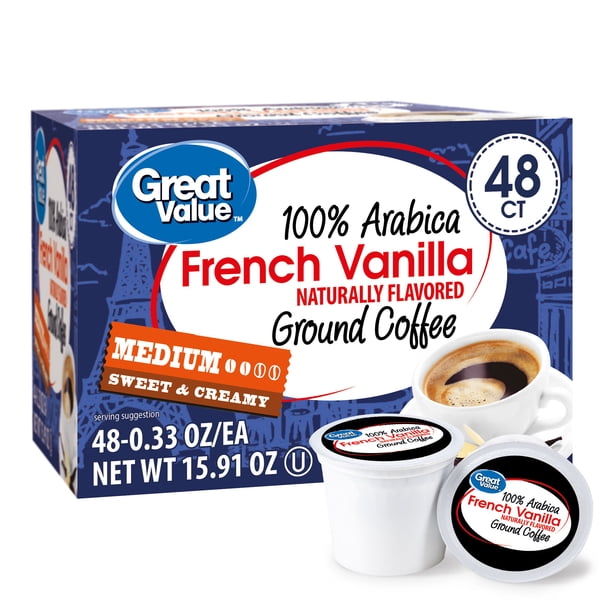Great Value 100 Arabica French Vanilla Medium Roast Ground Coffee Pods