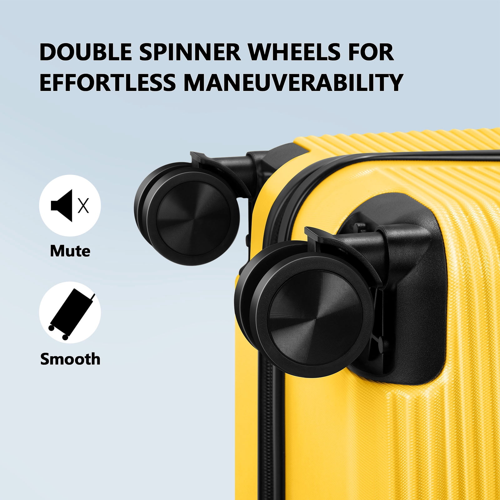 Hardside Spinner Luggage Sets in Yellow, 3 Piece, TSA Lock