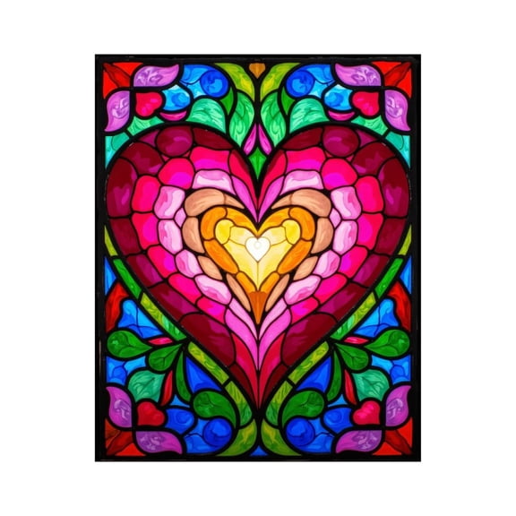 Paint by Numbers Kit for Adults, Colorful Heart Stained Glass Art Paint by Numbers, Easy Paint by Numbers Kit for Adults Beginner, DIY Adult Paint by Number Kits on Canvas, Home Decor