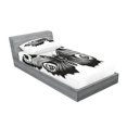 thumbnail image 2 of Ambesonne Black and White Fitted Sheet & Pillow Sham Set, Peacock Butterfly, Twinxl, Black White, 2 of 2