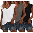 thumbnail image 1 of Camiseta Bliwov, paquete de 3, para mujer, manga corta tipo cap y cuello en V, 1 of 6