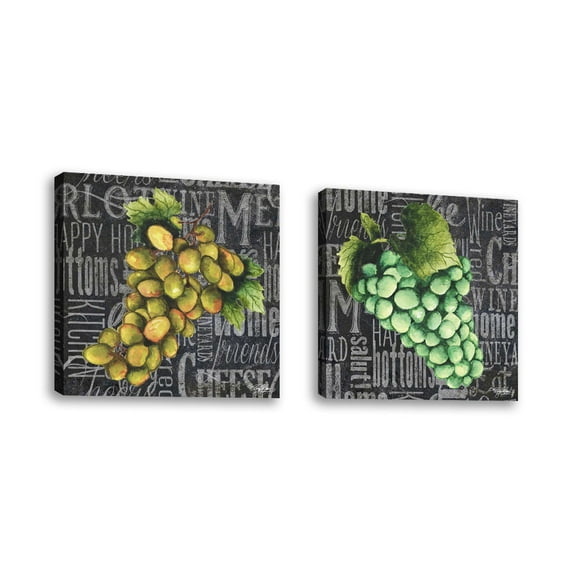 Set of 2 - Wine Grapes II - Contemporary Fine Art Giclee on Canvas Gallery Wrap - wall décor - Art painting - 24 x 24 Inch - Ready to Hang