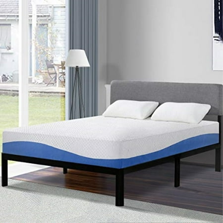 olee sleep 10 inch gel infused layer top memory foam mattress blue, full