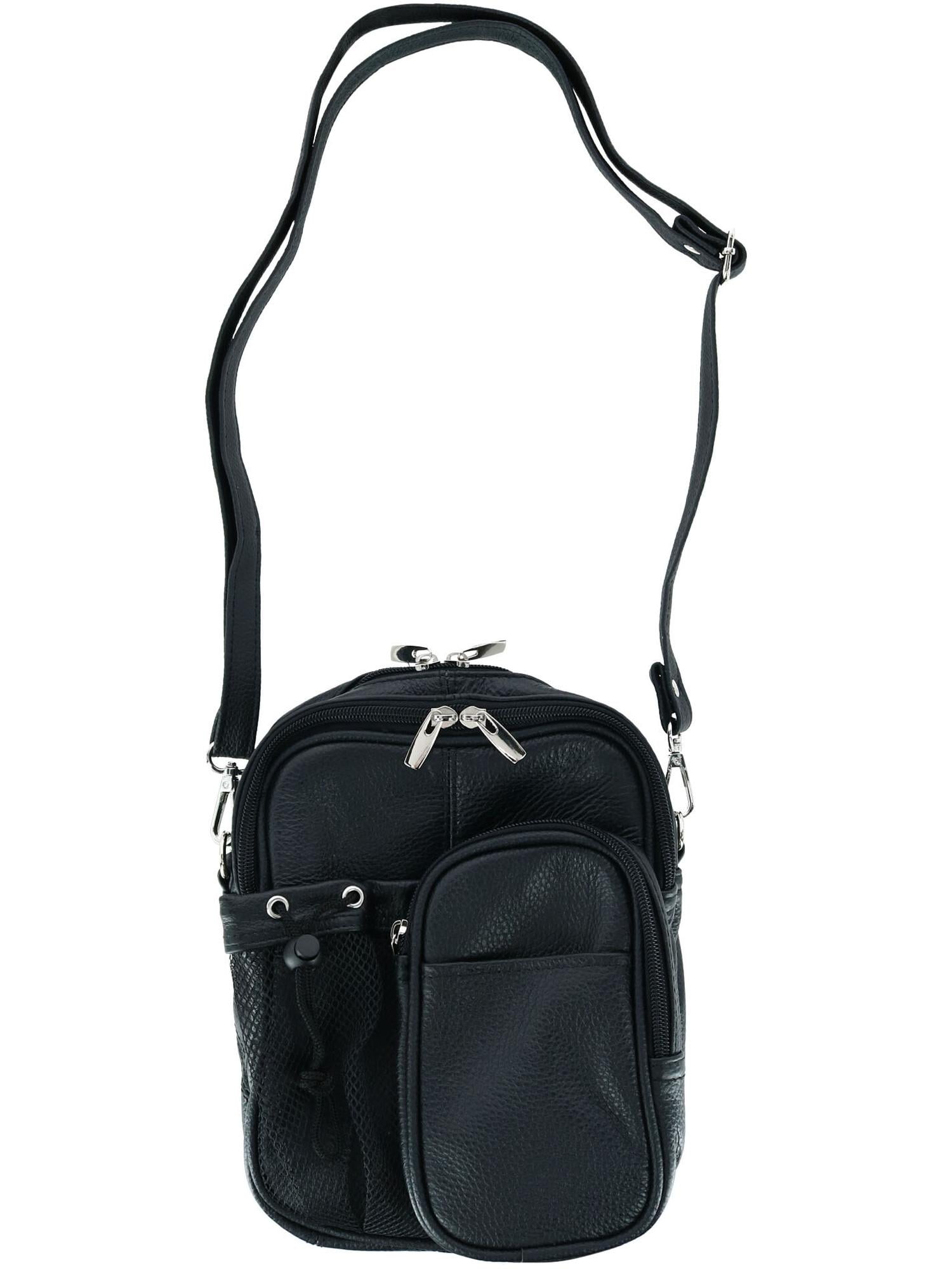 CTM Leather Crossbody Handbag with Phone Bottle Pockets - Walmart.com