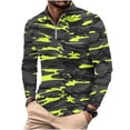 thumbnail image 2 of Zylanna Men's Long Sleeve Polo Shirts with Chest Pocket, Turndown Collar Spring Fall Slim Fit Printed Casual Pullover Tops for Man Yellow, 2 of 5