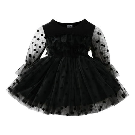 

Infant Baby Girls Long Sleeve Dresses Toddler Kids Party Tulle Dress 3M-3T