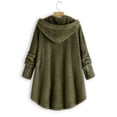 thumbnail image 2 of CEHVOM Women Plus Size Button Plush Tops Hooded Loose Cardigan Wool Coat Winter Jacket Clearance, 2 of 3