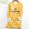 thumbnail image 2 of OWUUcdse Women's Fleece-lined Sweatshirts, Loungewear Long Sleeve Thermal Crew Neck Winter Tops with Pockets Yellow Size S, 2 of 5