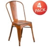 thumbnail image 3 of Flash Furniture Commercial Grade 4 Pack Distressed Orange Metal Indoor-Outdoor Stackable Chair, 3 of 14