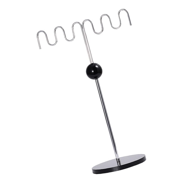 Organizador de collares, regalo para niñas, organizador de joyas de metal para accesorios para el cabello Base de madera negra.
