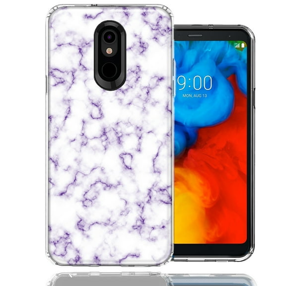MUNDAZE For LG Aristo 2/3/Zone 4/Fortune 2/Risio 3/Tribute Dynasty/Empire Purple Marble Design Double Layer Phone Case Cover