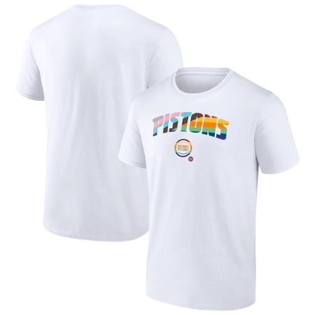 Men s White Detroit Pistons Pride T-Shirt