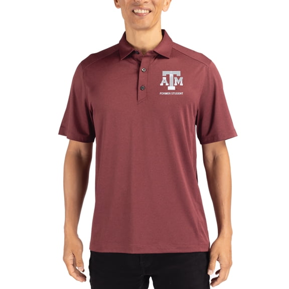 Men's-Cutter & Buck  Heather Maroon Texas A&M Aggies Forge Eco Stretch Recycled Polo