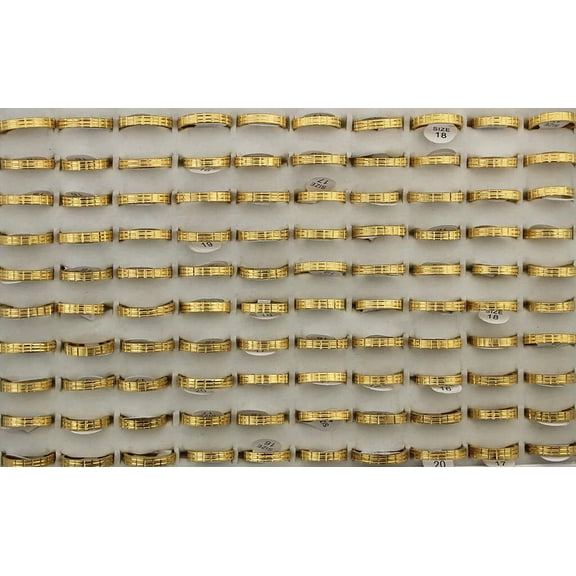 K-KED Wholesale Lots 32pcs Stainless Steel Classic Women Ring 4MM Width Gold P Jewelry