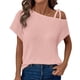 thumbnail image 1 of Top de manga corta de punto con hombros descubiertos para mujer - Blusa informal ligera - Conjunto de verano de color liso - S-XXL, 1 of 5
