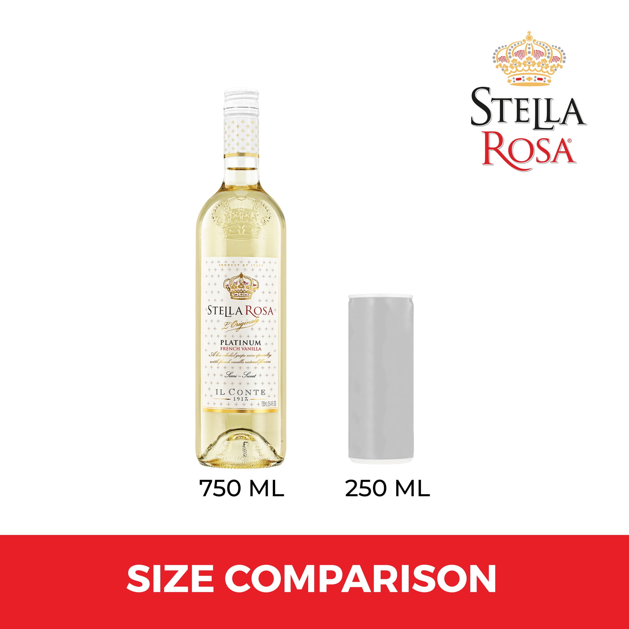 Stella Rosa Platinum French Vanilla Semi-Sweet Moscato White Wine 750ml Glass Bottle Piedmont Italy
