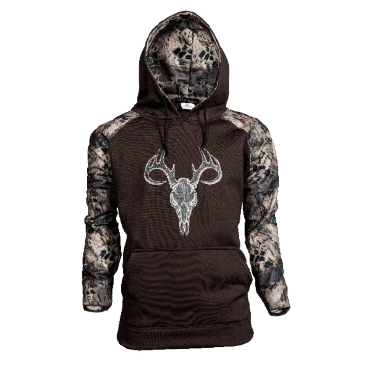 PRYM1 Hooded Sweatshirt w/Deer Skull Logo, Camo Hoodie