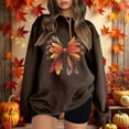 thumbnail image 2 of Fiaer Thanksgiving Womens Sweatshirts Leaf Graphic Plus Size Pullover Long Sleeve Crew Neck Fashion Comfort Tops Brown XXL, 2 of 4