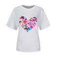 thumbnail image 3 of Weikingp T Shirts For Women Clearance,Women'S Casual Floral Print Round Neck Short Sleeve Top T Shirt Crew Neck Womens Tops Pink M, 3 of 3