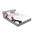 thumbnail image 2 of Ambesonne Japanese Fitted Sheet & Pillow Sham Set, Watercolor Effect Cherry, Queen, Black Pink, 2 of 2