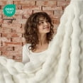 thumbnail image 3 of ROSEKIND ultra-soft 680GSM Faux Fur Ribbed Throw Blanket for Sofa & Bed, Cozy Gift for Adults & Friends, 50x60in, Ivory Cream, 3 of 8