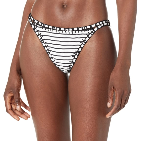 Bar 3 Women's Swimwear Brand Standard Hipster Pant Bikini Bottom, White/Black, XL