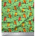 thumbnail image 1 of Soimoi Green Poly Georgette Fabric Circle & Owl Cartoon Print Fabric by Yard 52 Inch Wide, 1 of 3
