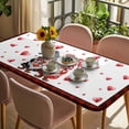 thumbnail image 3 of Red Valentine's Day Table Cloths for 5 Foot Rectangle Tables, Love Heart Gnomes Red Black Plaid Patio Waterproof Elastic Fitted Tablecloths, Washable Rectangular Table Cover for Camping, 3 of 8
