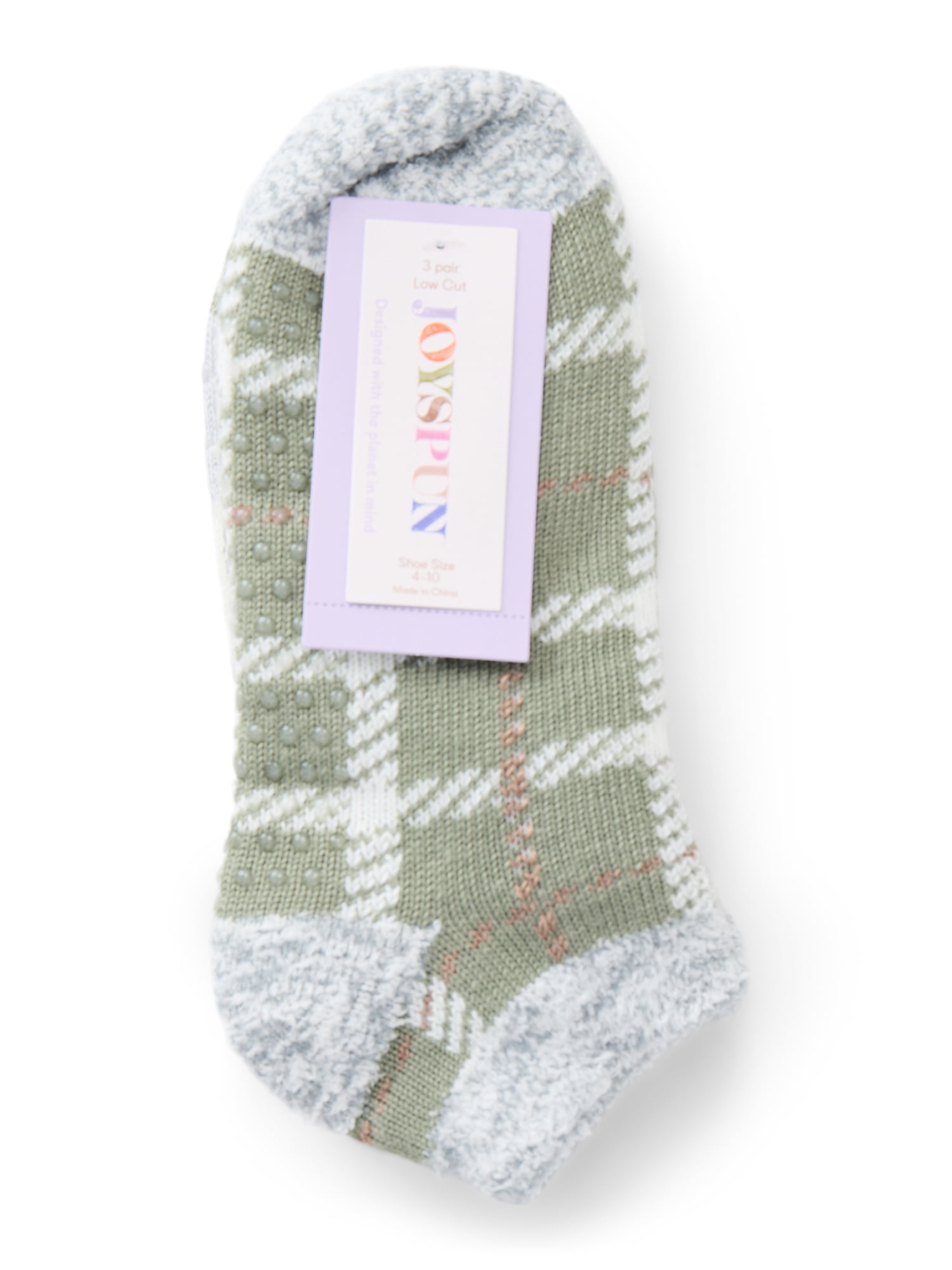 Joyspun Women's Double Layer Low Cut Lounge Socks, 3 Pack, Shoe Sizes 4-10