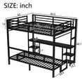 thumbnail image 4 of Black Metal Queen Over Twin XL Bunk Bed/Loft Bed with Desk, Shelves, LED, USB, Foldable into Sofa for Study, Work & Leisure, 4 of 9