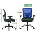 thumbnail image 3 of BestOffice Big and Tall Office Chair 400lbs Mesh, Lumbar Support Wide Seat Adjust Arms Rolling Swivel High Back Task Executive for Home Office, Blue, 3 of 7