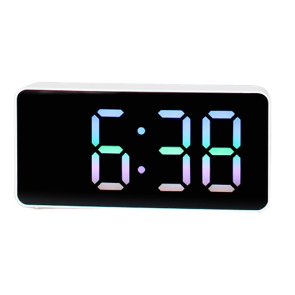 Necvior Ins- Fashion Mirror Surface Electronic Clock Snooze Alarm RGB Digital Clock Simple Large Led Date Temperature Display
