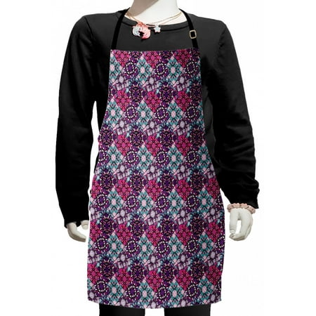 

Psychedelic Kids Apron Funky Geometrical Squares with Grunge Look Modern Urban Design Graffiti Art Boys Girls Apron Bib with Adjustable Ties for Cooking Baking Painting Multicolor by Ambesonne